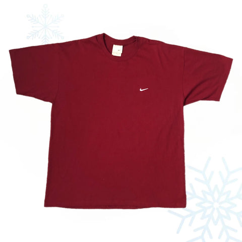 Vintage Nike Crimson Maroon y2k Silver Tag T-Shirt (L)