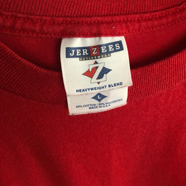 Vintage JERZEES Red Blank T-Shirt (L)