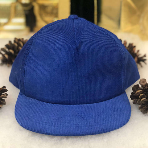 Vintage Deadstock NWOT Royal Blue Blank Corduroy Yupoong Snapback Hat