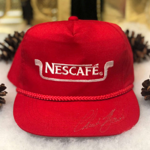 Vintage NASCAR Nescafé Racing Chuck Brown Autographed Yupoong Twill Snapback Hat
