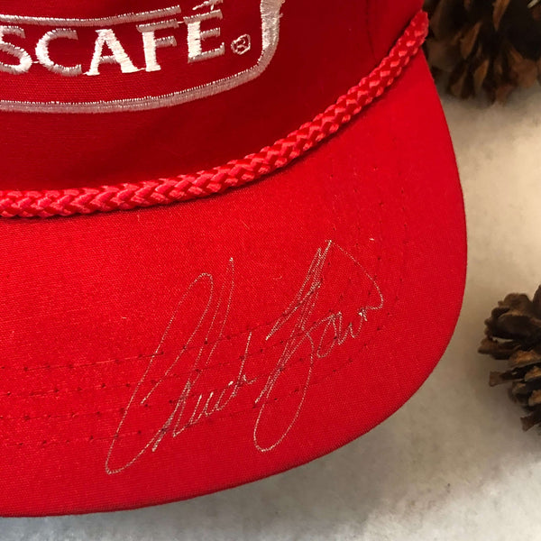 Vintage NASCAR Nescafé Racing Chuck Brown Autographed Yupoong Twill Snapback Hat