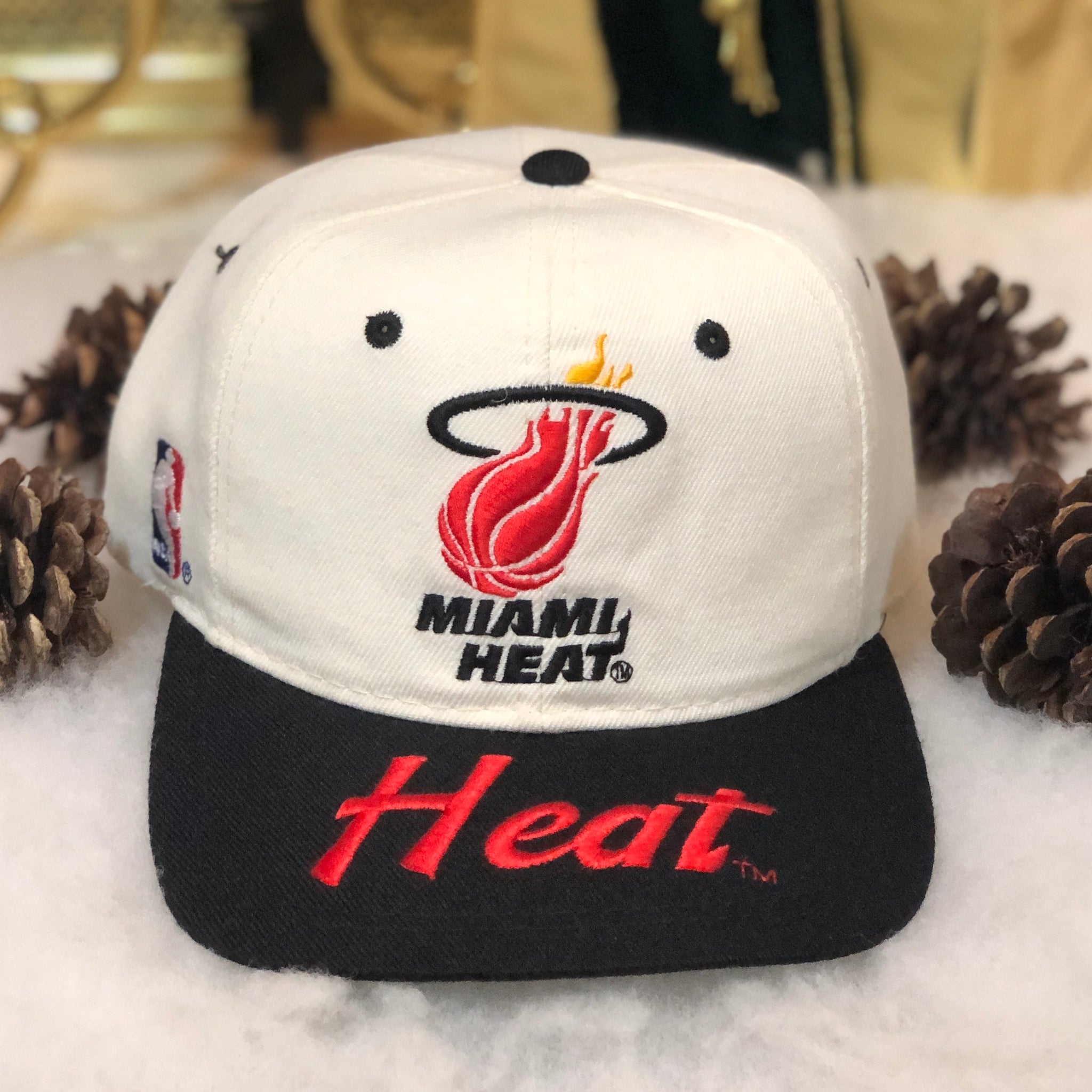 Vintage NBA Miami Heat Sports Specialties Brim Script Wool Snapback Hat