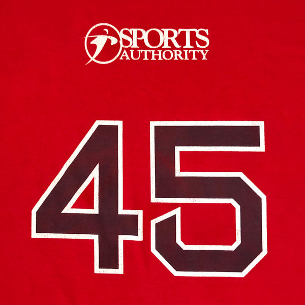 Vintage MLB Boston Red Sox Pedro Martinez Sports Authority Promo Jersey T-Shirt (XL)