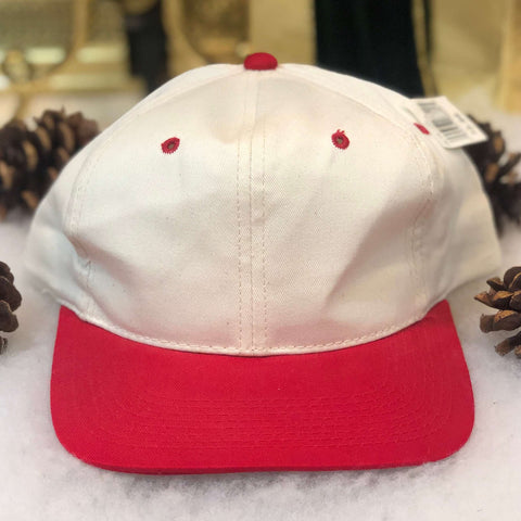 Vintage Deadstock NWT White Red Blank YoungAn Outdoor Cap Twill Snapback Hat