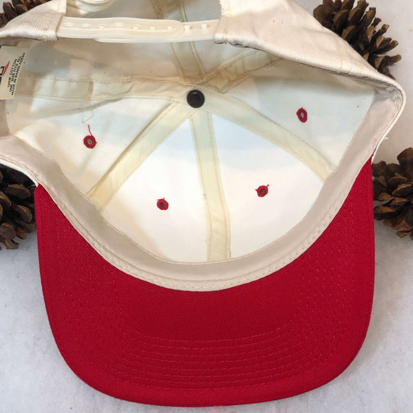 Vintage Deadstock NWT White Red Blank YoungAn Outdoor Cap Twill Snapback Hat