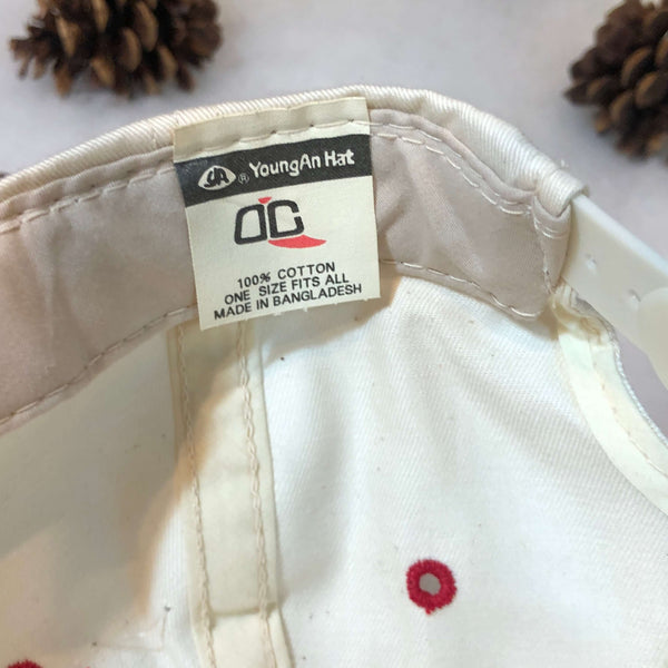 Vintage Deadstock NWT White Red Blank YoungAn Outdoor Cap Twill Snapback Hat