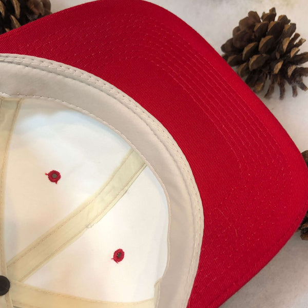 Vintage Deadstock NWT White Red Blank YoungAn Outdoor Cap Twill Snapback Hat