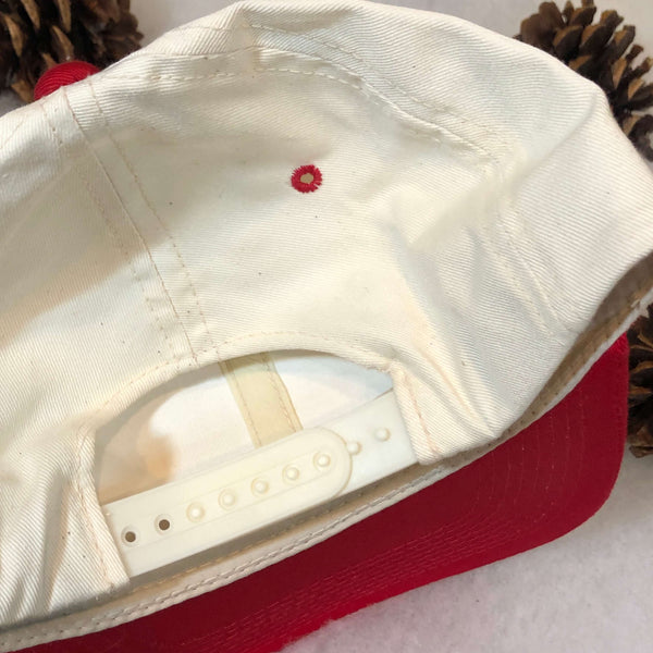 Vintage Deadstock NWT White Red Blank YoungAn Outdoor Cap Twill Snapback Hat