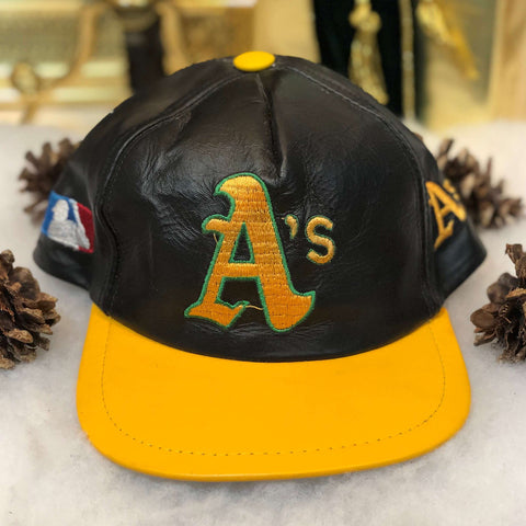 Vintage MLB Oakland Athletics Leather Bootleg Snapback Hat