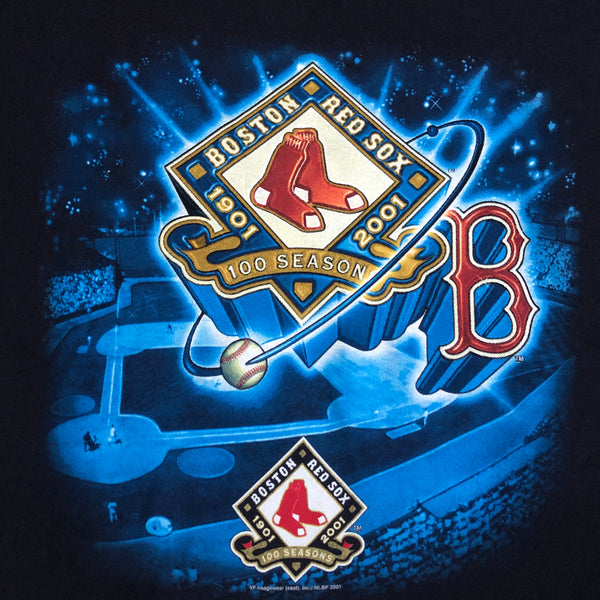 Vintage 2001 MLB Boston Red Sox 100 Seasons T-Shirt (L)