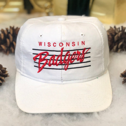 Vintage NCAA Wisconsin Badgers SofBill Bar Script Twill Snapback Hat