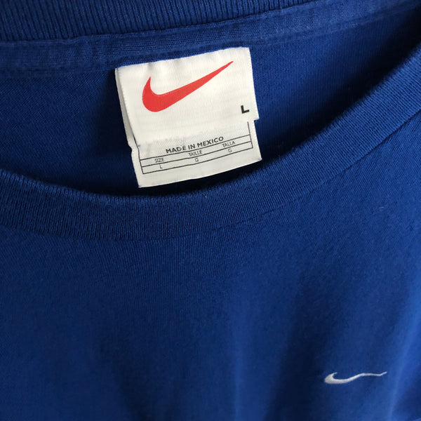 Vintage Nike Swoosh Logo Check Royal Blue White Tag T-Shirt (L)