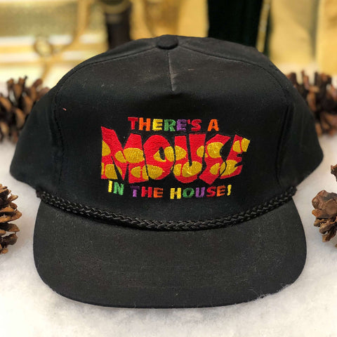 Vintage Deadstock NWOT Disney Mickey Mouse "There's A Mouse In The House!" Twill Snapback Hat