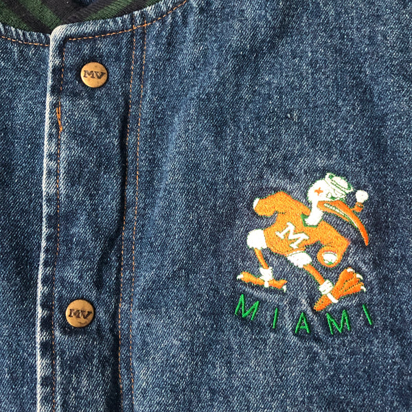 Vintage NCAA Miami Hurricanes MV Sport Denim Jacket (L)