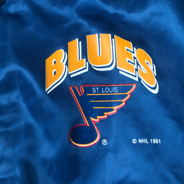 Vintage NHL St. Louis Blues Locker Line Satin Bomber Jacket (XL)