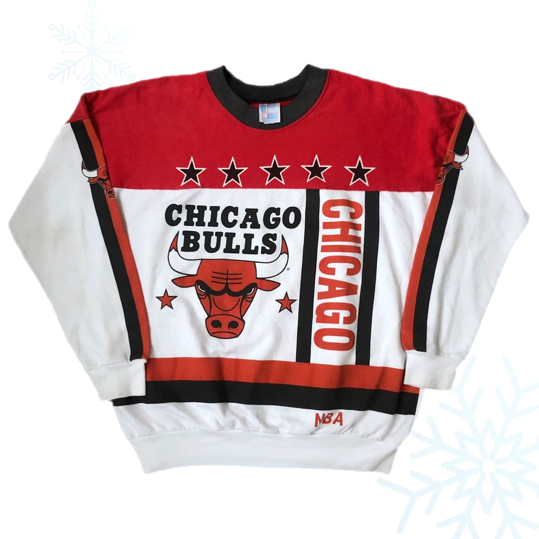 Vintage NBA Chicago Bulls All Over Print Crewneck Sweatshirt (L)