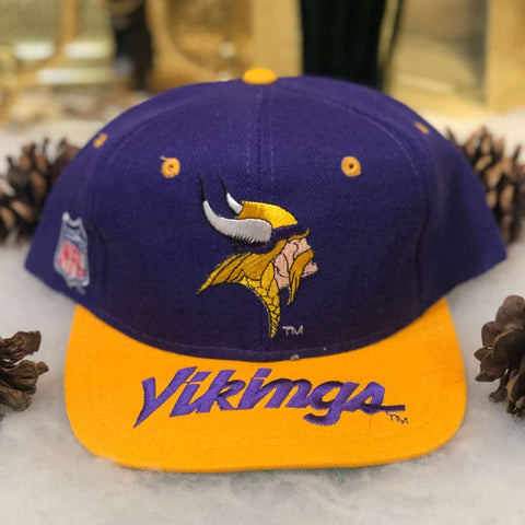 Vintage NFL Minnesota Vikings Sports Specialties Brim Script Wool Snapback Hat