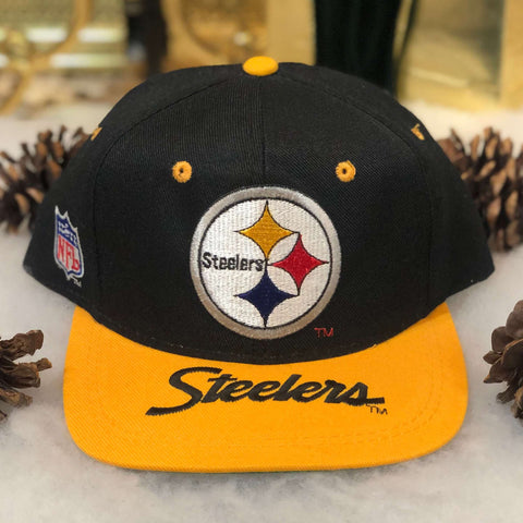 Vintage NFL Pittsburgh Steelers Sports Specialties Brim Script Wool Snapback Hat