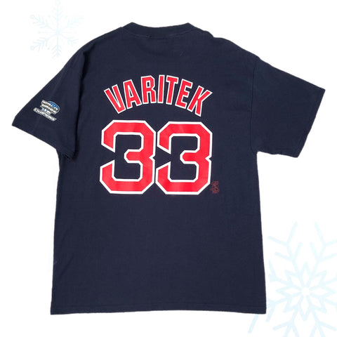 Vintage MLB Boston Red Sox Jason Varitek 2004 World Series Jersey T-Shirt (L)