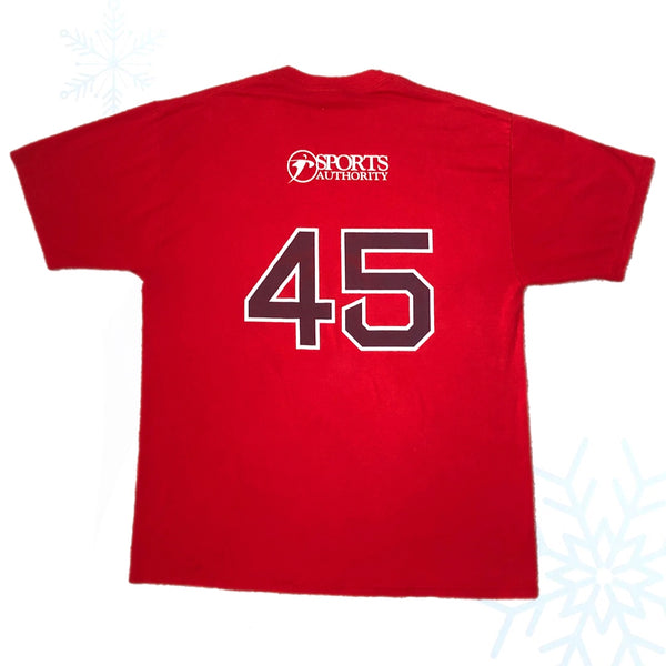 Vintage MLB Boston Red Sox Pedro Martinez Sports Authority Promo Jersey T-Shirt (XL)