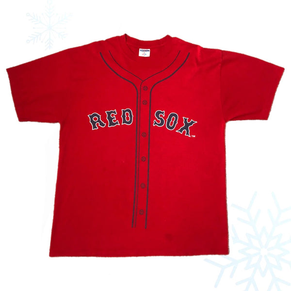 Vintage MLB Boston Red Sox Pedro Martinez Sports Authority Promo Jersey T-Shirt (XL)