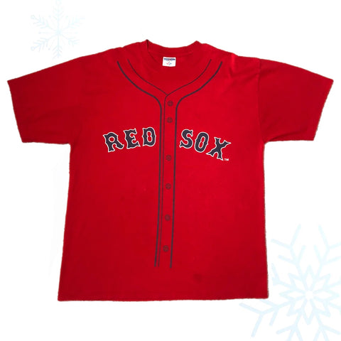 Vintage MLB Boston Red Sox Pedro Martinez Sports Authority Promo Jersey T-Shirt (XL)