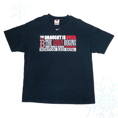 Vintage 2004 MLB Boston Red Sox World Series Champions "The Drought Is Over" Nike T-Shirt (L)