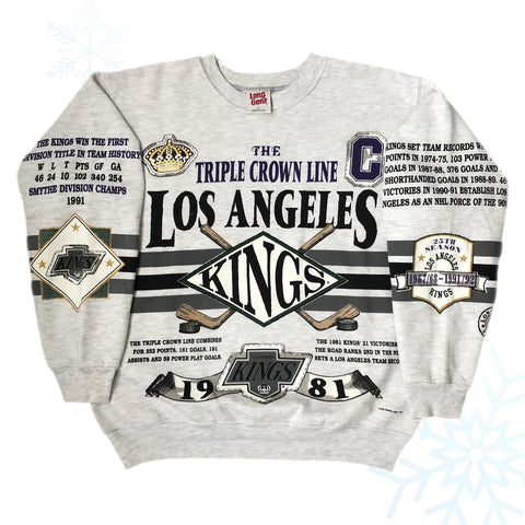 Vintage 1991 NHL Los Angeles Kings Long Gone All Over Print Crewneck Sweatshirt (L)