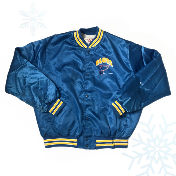 Vintage NHL St. Louis Blues Locker Line Satin Bomber Jacket (XL)