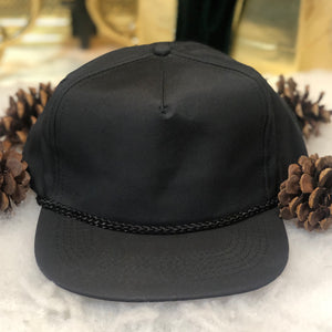 Vintage Deadstock NWOT Black Blank Twill Designer Award Snapback Hat