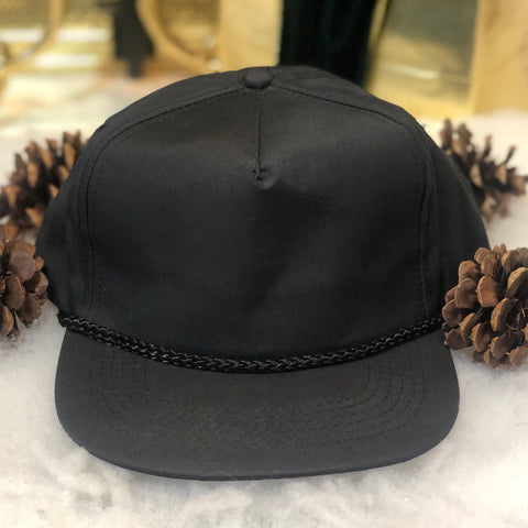 Vintage Deadstock NWOT Black Blank Twill Designer Award Snapback Hat