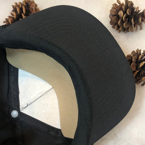 Vintage Deadstock NWOT Black Blank Twill Designer Award Snapback Hat