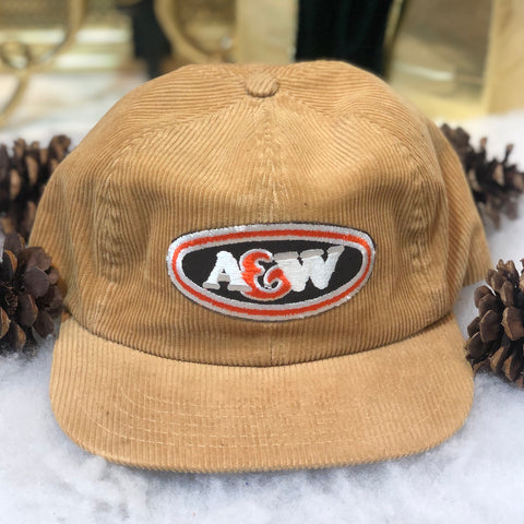 Vintage Deadstock NWOT A&W Restaurant Corduroy Snapback Hat *BROKEN SNAPS*