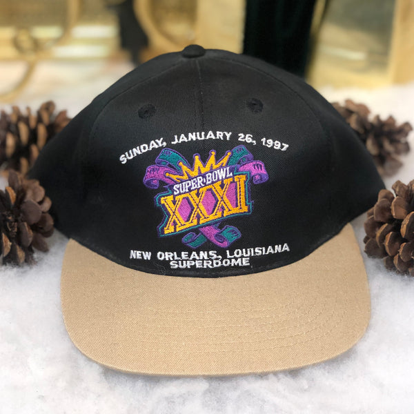 Vintage Deadstock NWOT NFL Super Bowl XXXI 1997 New Orleans Louisiana Superdome Green Bay Packers New England Patriots Miller Promo Strapback Hat