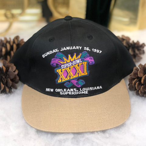 Vintage Deadstock NWOT NFL Super Bowl XXXI 1997 New Orleans Louisiana Superdome Green Bay Packers New England Patriots Miller Promo Strapback Hat