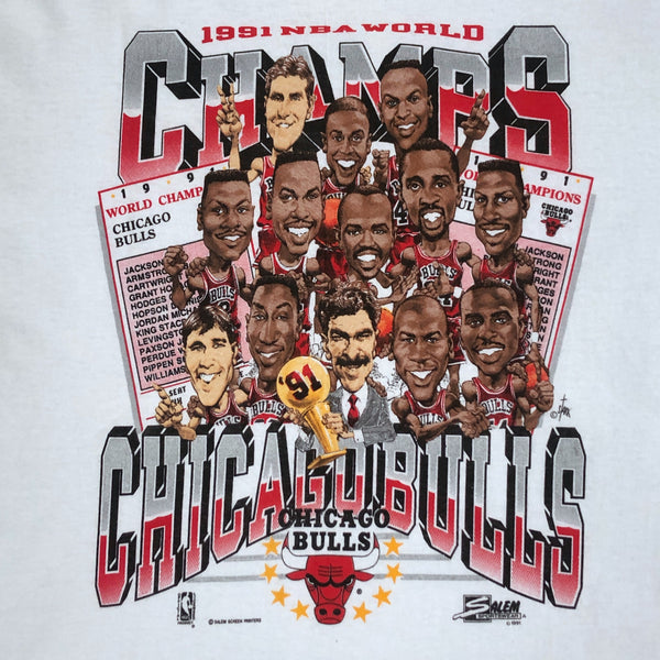 Vintage Deadstock NWOT NBA Chicago Bulls 1991 Champions Salem Sportswear Caricature T-Shirt (L)