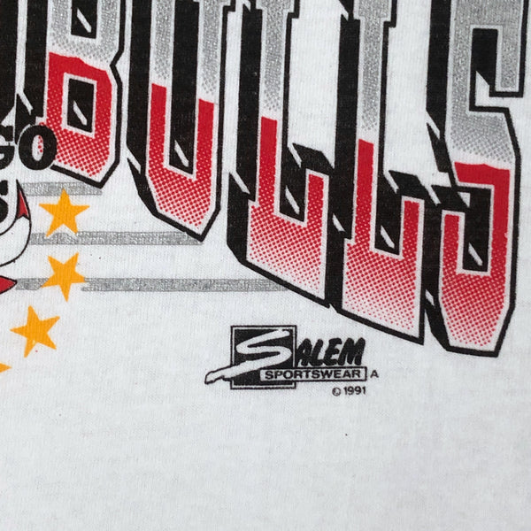 Vintage Deadstock NWOT NBA Chicago Bulls 1991 Champions Salem Sportswear Caricature T-Shirt (L)