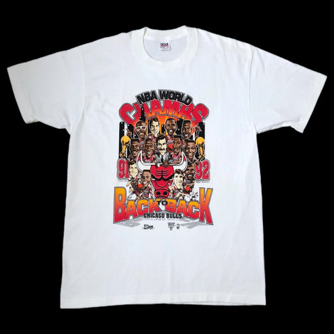 Vintage Deadstock NWOT NBA Chicago Bulls 1991-92 Champs Salem Sportswear Caricature T-Shirt (XL)