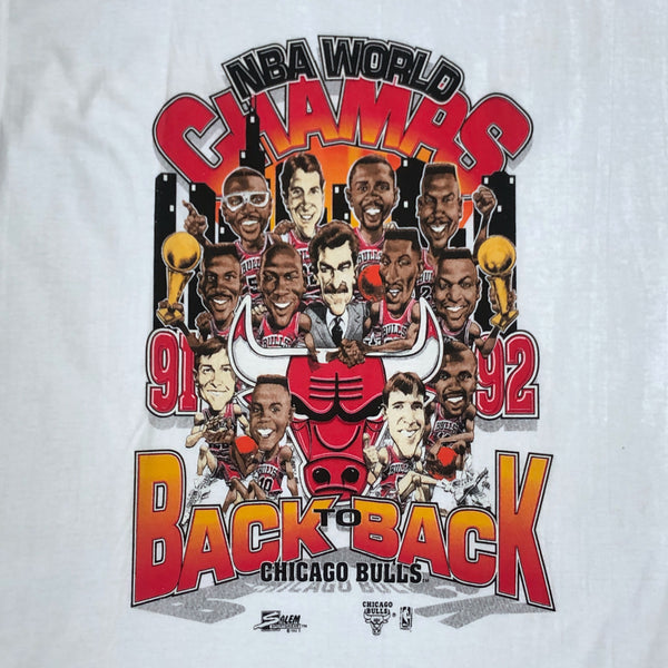 Vintage Deadstock NWOT NBA Chicago Bulls 1991-92 Champs Salem Sportswear Caricature T-Shirt (XL)