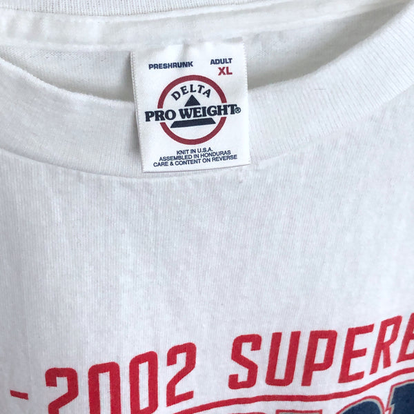 Vintage NFL New England Patriots 2001-02 Super Bowl Champions The Brady Bunch "From Worst to First" T-Shirt (XL)