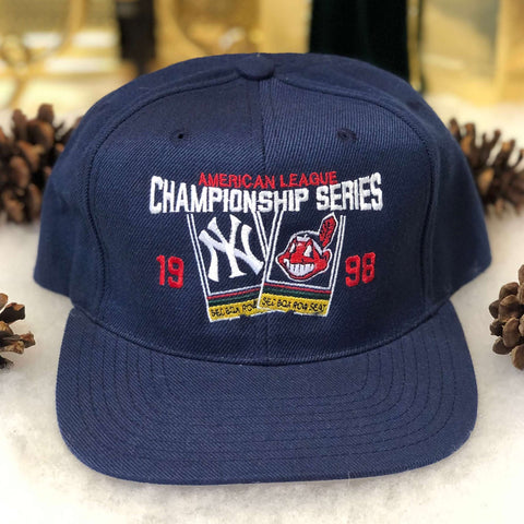 Vintage Deadstock NWOT 1998 MLB Cleveland Indians New York Yankees ALCS Twins Enterprise Wool Snapback Hat
