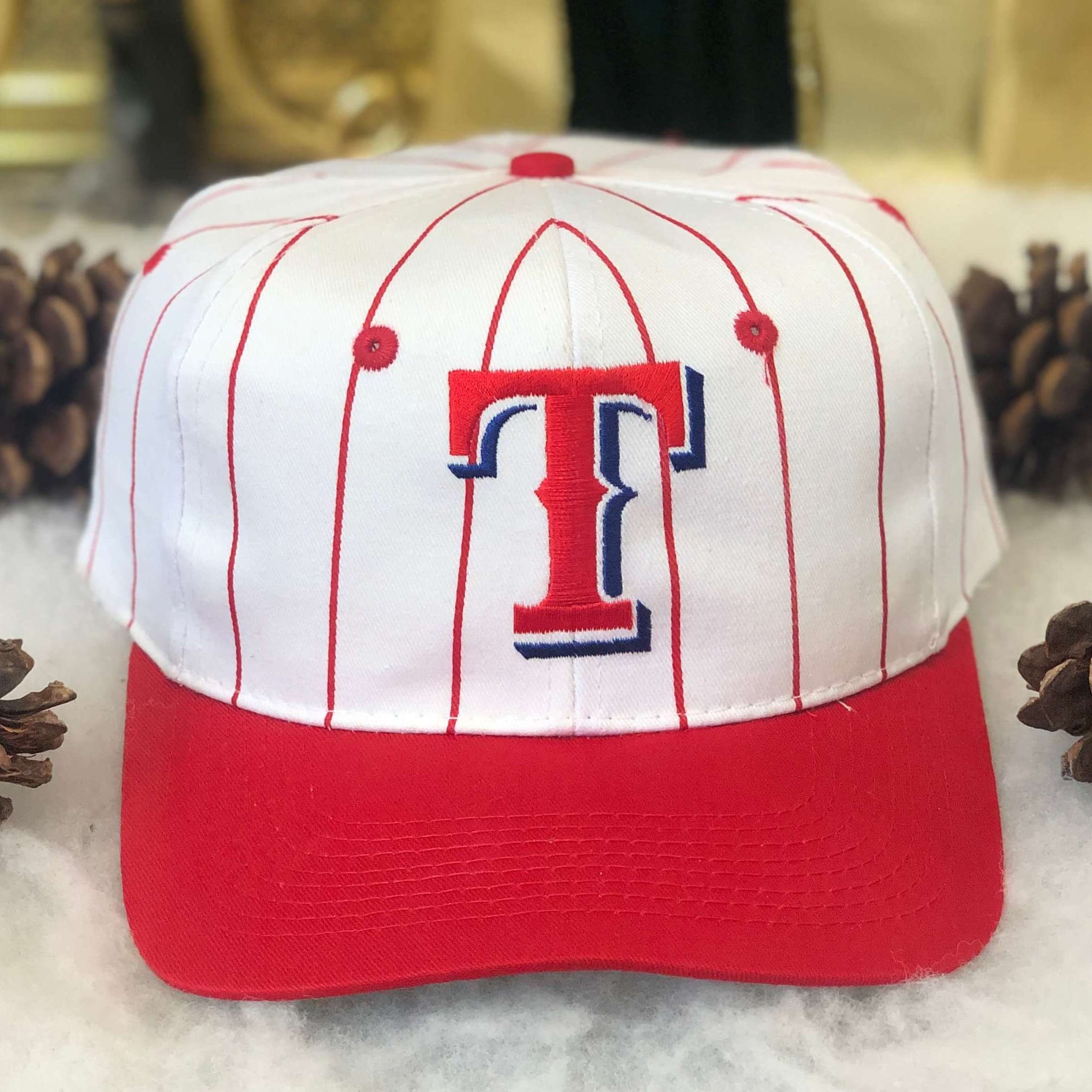 Vintage MLB Texas Rangers Drew Pearson Pinstripe Twill Snapback Hat