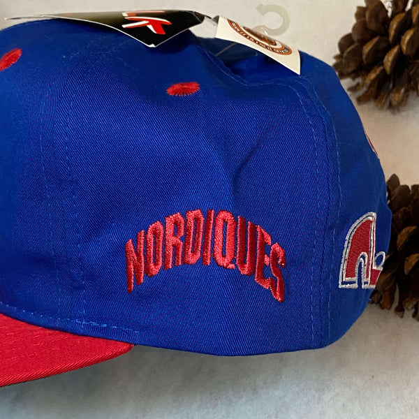 Vintage Deadstock NWT NHL Quebec Nordiques Twins Enterprise Backtalk Twill Snapback Hat