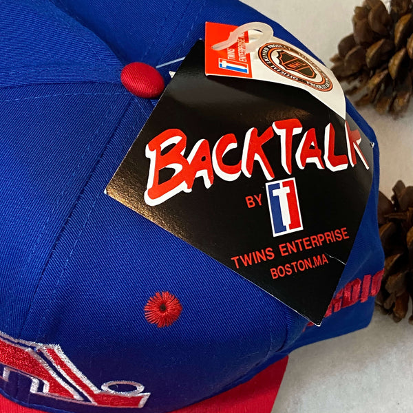 Vintage Deadstock NWT NHL Quebec Nordiques Twins Enterprise Backtalk Twill Snapback Hat