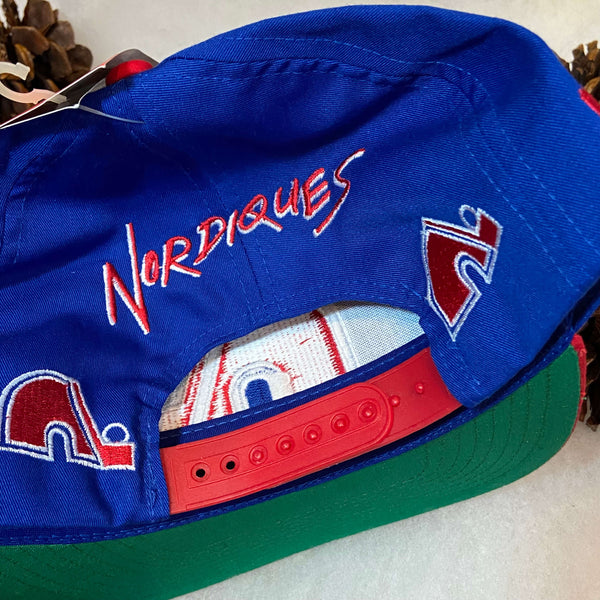Vintage Deadstock NWT NHL Quebec Nordiques Twins Enterprise Backtalk Twill Snapback Hat