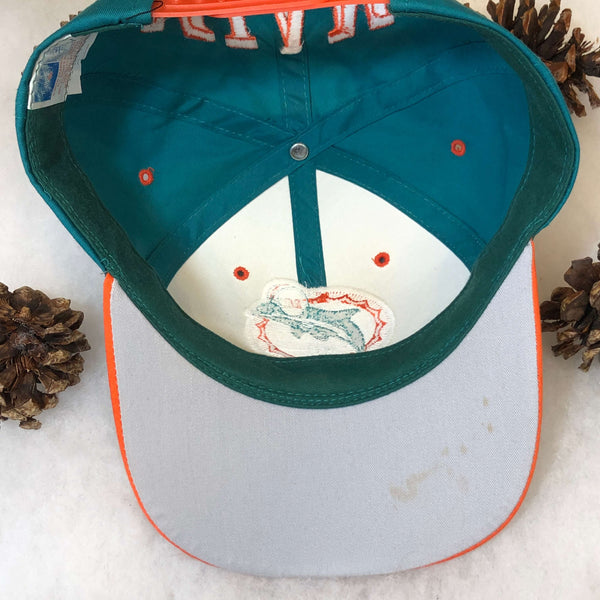 Vintage NFL Miami Dolphins Drew Pearson Brim Spellout Twill Snapback Hat