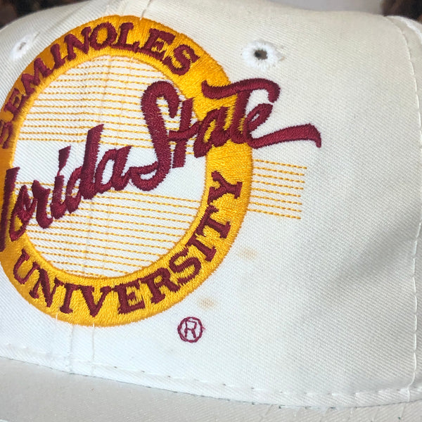 Vintage NCAA FSU Florida State Seminoles The Game Circle Logo Twill Snapback Hat