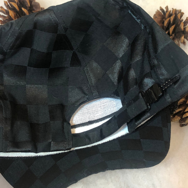 Vintage World of Outlaws Dirt Track Racing Checkered Nylon Strapback Hat