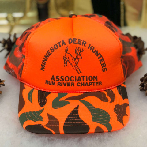 Vintage Deadstock NWOT Minnesota Deer Hunters Association Rum River Chapter Blaze Orange Hunting Trucker Hat