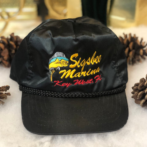 Vintage Sigsbee Marina Key West Florida Nylon Satin Strapback Hat